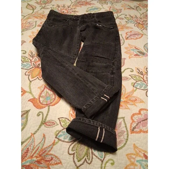 Balmain Men's Grey Biker Jeans Made In Japan Size 34 - Picture 10 of 10